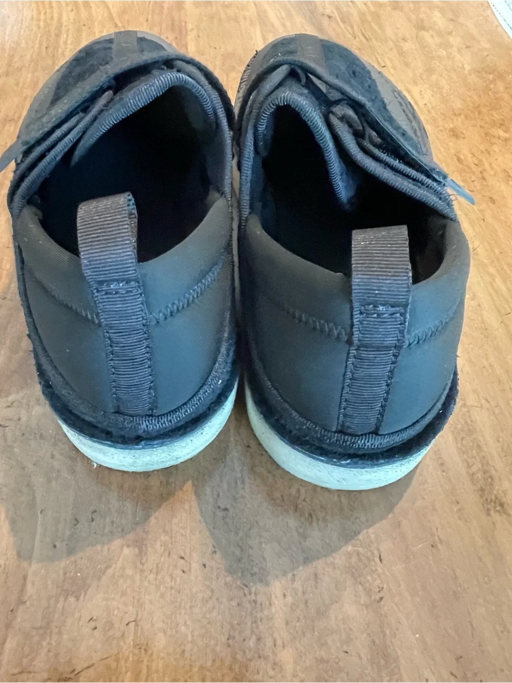 Size 9.5 Clarks Black Men's Slip-On Loafers with Hook-and-Loop Strap